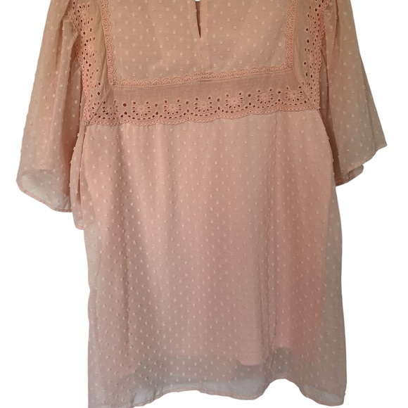 Amazon Pink Flutter Sleeve Blouse with Bib Collar - Picture 3 of 3